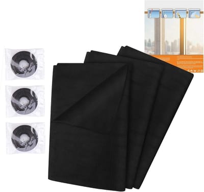 3x Horren Set voor Ramen Vliegengaas Insectenhor met Klittenband Zwart 130x150 cm