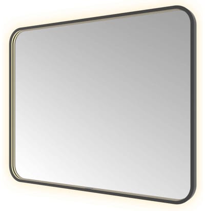 Hotbath &More SSQ180 Soft Square spiegel 100x80cm met verlichting, spiegelverwarming, kleurwissel, dimbaar en afstandsbediening geborsteld zwart PVD