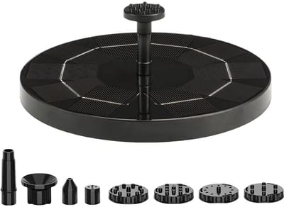 Geargalaxy Waterfontein - Drijvende Fontein - Solar Fontein - Vijverfontein - Solarfontein - Met 8 Sproeikoppen - 16cm - Zwart