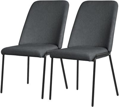 Eetkamerstoelen set van 2 antraciet met rugleuning, gestoffeerde stoelen voor eetkamer & keuken ML-Design
