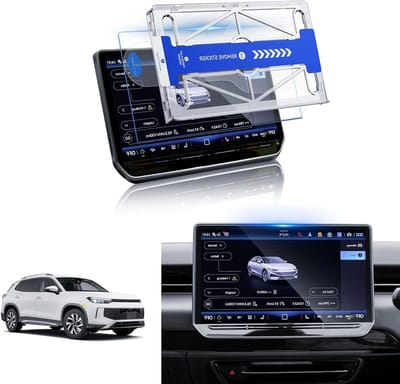 Compatibele 15 inch 9H glas displaybeschermfolie voor VW Tiguan 2024-2026 met installatiekit, ideaal voor navigatie en GPS bescherming