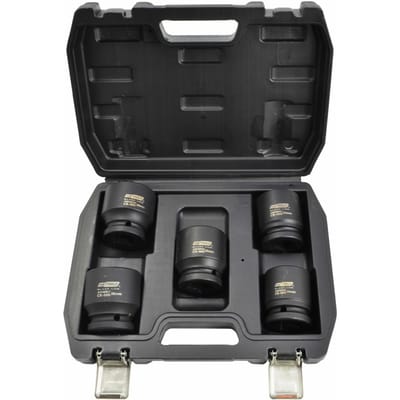 Awtools Black Line - 3/4" Impact Socket Set - 5 stuks - Chroom-molybdeen Staal - Inclusief Koffer