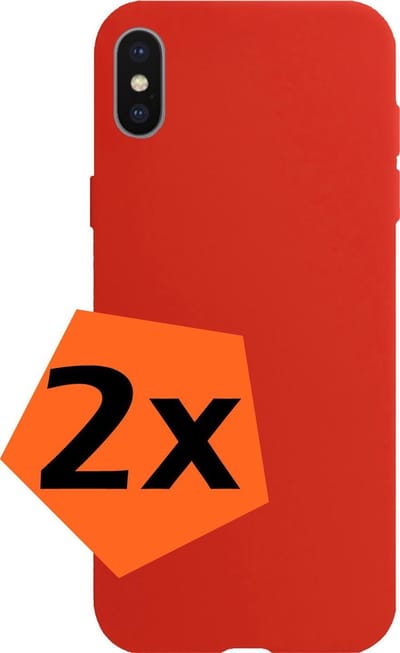 Hoes - 2 Stuks - Geschikt voor Apple iPhone X - Sterk & Shockproof - Case Siliconen - Back Cover - Telefoon Hoes - Rood