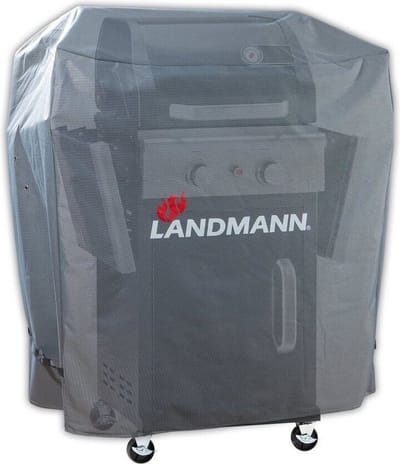 Landmann Premium Polyester beschermhoes M/L H 117 x B 128 x D 58.4 cm Grijs - BBQ hoes - Waterdicht - UV bestendig - Regenbestendig - Bestendig tegen extreme kou tot 15 graden onder nul - 600D polyester - scheurvast