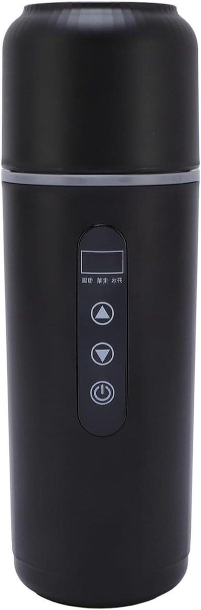 Wakects Auto-Waterkoker, 316 Roestvrijstalen Draagbare Waterkoker met Temperatuurregeling, 500 Ml Capaciteit voor Reizen en Kamperen (BLACK)