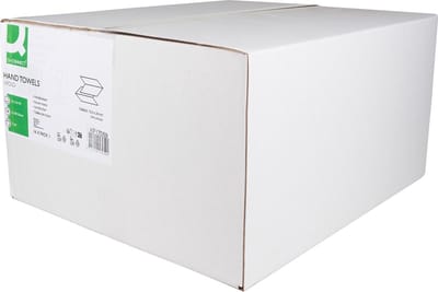 Q-CONNECT handdoek, papier, V-vouw, 2-laags, 200 vel, pak van 16 stuks , 100 % cellulose per pallet a 22 doos.