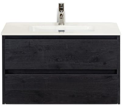 Dante Badmeubelset 80 cm - Black Oak - Keramische Wastafel Wit Cover