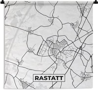 Wandkleed - Wanddoek - Rastatt - Kaart - Plattegrond - Stadskaart - 180x180 cm - Wandtapijt