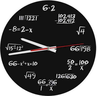 Allecto - Creatieve wiskunde wandklok - Grappige wiskundige formules - Unieke wanddecoratie - Zwart-wit - Ideaal voor klaslokaal en kantoor - Verbe...