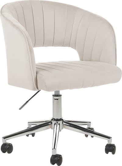 KATONAH - Bureaustoel - Lichtbeige - Fluweel