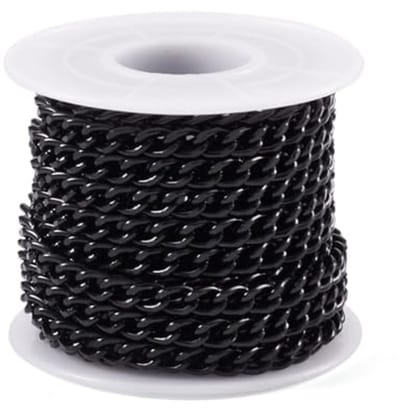 5M Aluminium Curb Twisted Kettingen Zwart Metalen Ketting Link Bulk 7x5x1.5mm voor DIY Sieraden Maken