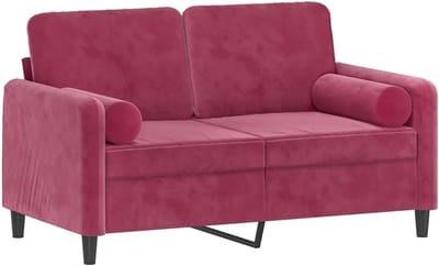 Tweezitsbank - Compacte bank - Ontspannen Zitten - Inclusief sierkussens - 120 cm breed - Wijnrood