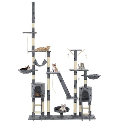 vidaXL - Kattenpaal - met - sisal - krabpalen - 230-250 - cm - pootafdrukken - grijs