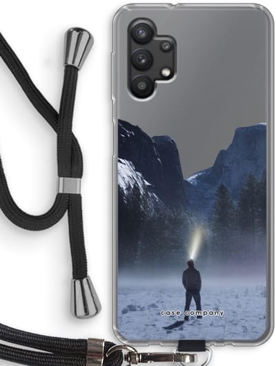Hoesje met koord geschikt voor Samsung Galaxy A32 5G hoesje met Koord - Wanderlust - Telefoonhoesje met Zwart Koord - Bescherming aan alle Kanten en Over de Schermrand