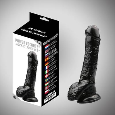 Power escorts -  Grote realistische dildo - BR154 - Rocket John 8.2 inch - 21 cm -  black