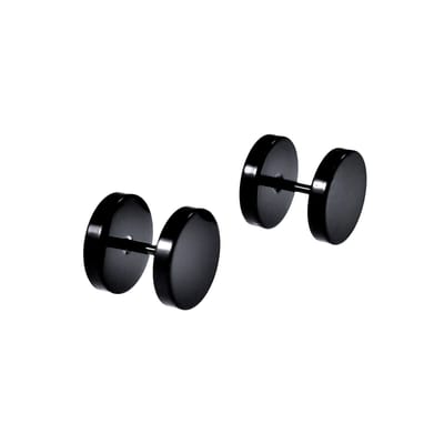 Ø10mm Studs-Oorbellen Unisex - Roestvrij Staal Zwart PVD-Coating - Oorknoppen