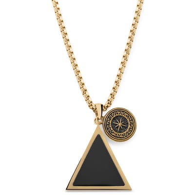 Orisun | Goudkleurige Ketting met Driehoekige Hanger van Zwarte Onyx