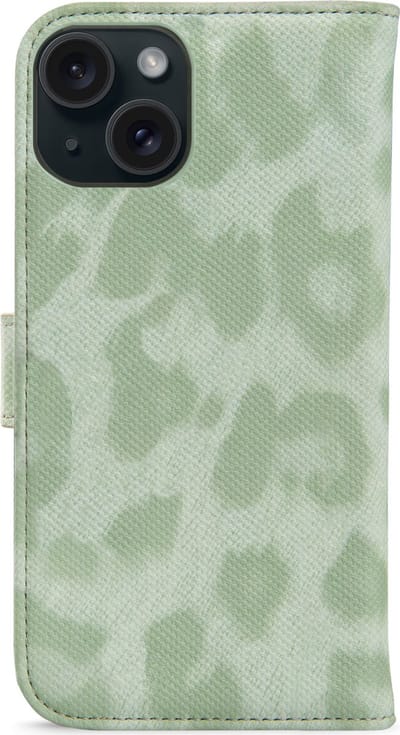 My Style Telefoonhoesje geschikt voor Apple iPhone 15 Hoesje | My Style Flex Wallet Bookcase Portemonnee | Pasjeshouder voor 3 Pasjes | Telefoonhoesje voor Pinpas / OV Kaart / Rijbewijs - Green Leopard | Groen
