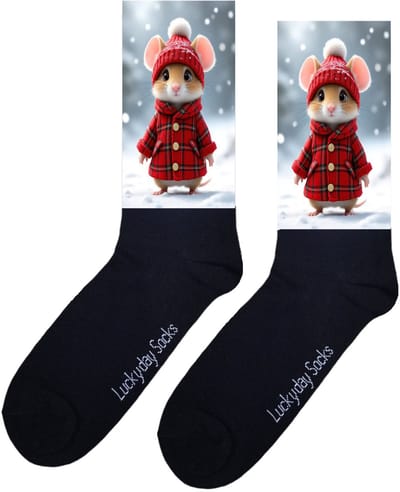 Muis - Opkikker - Grappige sokken - Valentijns cadeau - Verjaardag cadeau - Sint cadeau - Leuke sokken - Sneeuw - Natuur - Vrolijke sokken - Cadeautje - Grappige cadeau - Kerstsokken - Vaderdag - Moederdag - Socks maken Happy - 37-44