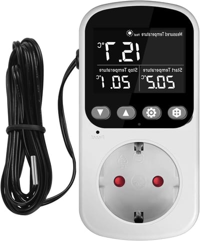 Digitale Temperatuurregelaar met Timer en Probe voor Verwarming en Koeling, Ideaal voor Kassen en Kweekomgevingen