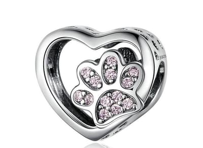Hartvormige Pootafdruk Bedel - Voor Bedelarmband - Sterling Zilver - RomyStones