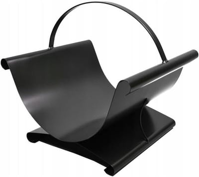 Haardhoutrek met bestek - Houthouder - Opslag Brandhout - Solide Constructie - 40x40x36 cm - Zwart