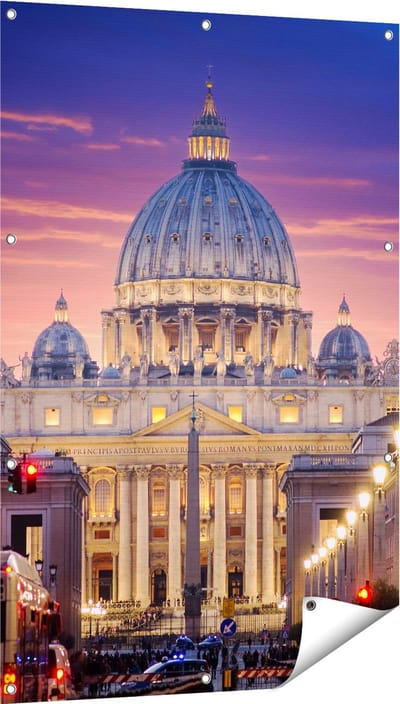 Gards Tuinposter Sint Pietersbasiliek in Rome, Itali� - 80x120 cm - Tuindoek - Tuindecoratie - Wanddecoratie buiten - Tuinschilderij