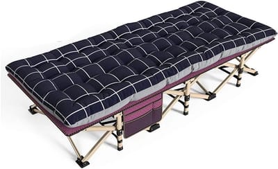 Opvouwbaar Ligbed - Campingbed Stoel - Ontspannen Buiten - Versterkt Vierkant Frame - 180 x 66 cm - Wijnrood