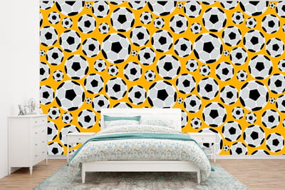 Behang - Fotobehang Patronen - Sport - Voetbal - Jongens - Kinderen - Kids - Jongen - Breedte 320 cm x hoogte 240 cm
