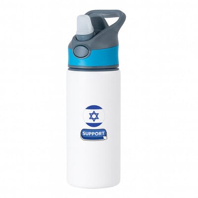 Hacebo® - Support Israël waterfles met rietje blauw - Israël - mensen die liefde willen geven aan Israel - degene die van Israël houden - supporten - oorlog - verjaardagscadeautje - gift - geschenk - kado - water fles - 650ML