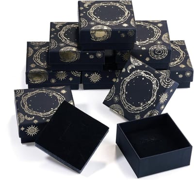10 Stuks Zwarte Rechthoekige Kartonnen Geschenkdozen 9.1x9.1x2.95cm voor Sieraden, Bruiloft en Feestdecoratie, Perfecte Opslagdozen voor Sieraden