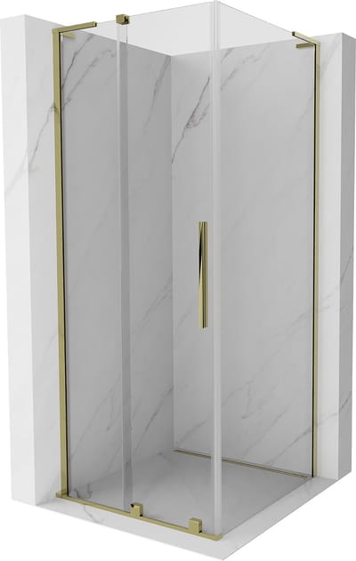Mexen Velar L douchecabine schuifdeur 90 x 90 , transparant, goud - 871-090-090-03-50