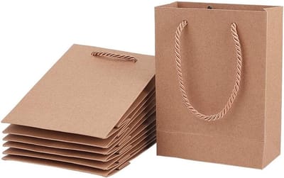 Set van 20 Herbruikbare Kraft Papieren Cadeautassen met Handvat voor Feestdagen, Verjaardagen en Winkelen - 12 x 5.8 x 16 cm