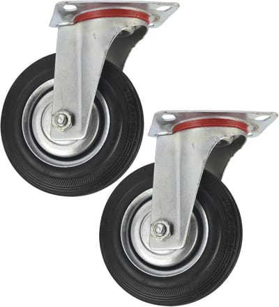 Zwenkwielen Rubber - Möbelrollen Wielen - Meubels Verplaatsen - Dubbele Kogellagers - 125 mm - Zwart