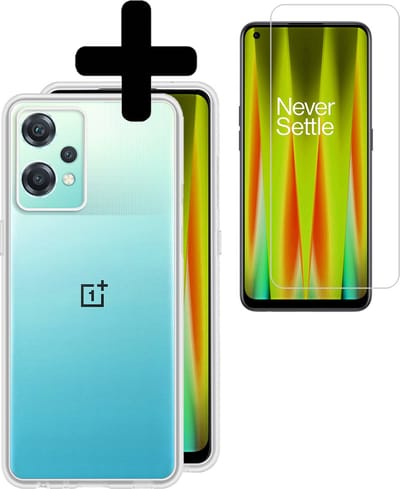 Hoesje - Met Screenprotector - Geschikt voor OnePlus Nord CE 2 Lite - Sterk & Shockproof - Back Cover - Siliconen Case - Telefoon Hoes - Telefoonhoesjes - Transparant