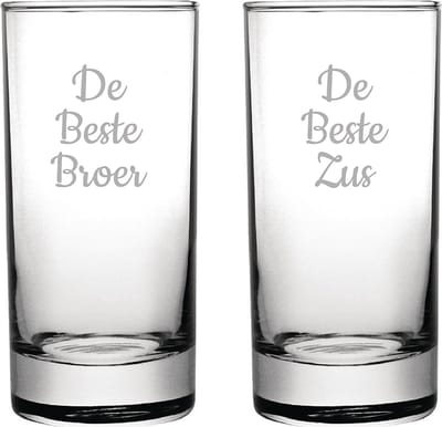 Gegraveerde longdrinkglas 28,5cl De Beste Broer- De Beste Zus