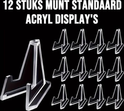 Allernieuwste.nl® 12 Stuks Munt Standaard Acryl Display Muntstandaard – Kaartenstandaard Munten Houder Transparant %%