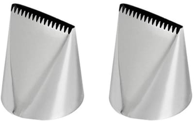 2Pcs Icing Piping Nozzle Tips Cream Cake Decorating Cupcake Fondant Cake Rvs Platte & Zigzag Grote Opening Vorm