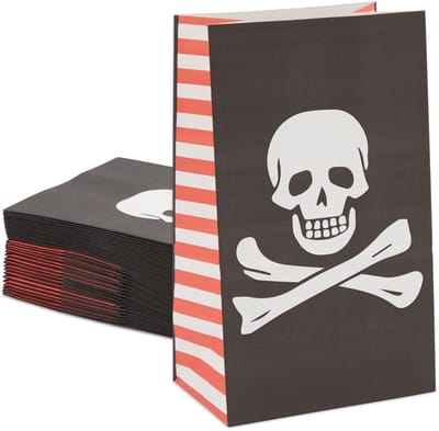 Dailygoody - Piraten Goody Bags - 36-Pack - Ideaal voor Feesten - 5 x 8,7 Inch - Traktatiezakken - Voor Piratenthema Feestjes - Met Skulls en Strepen