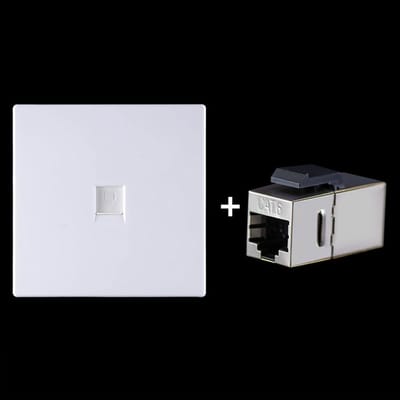 CAT.6 afgeschermde doorvoer netwerkmodule, paneel met één poort + afgeschermde doorvoer (wit)