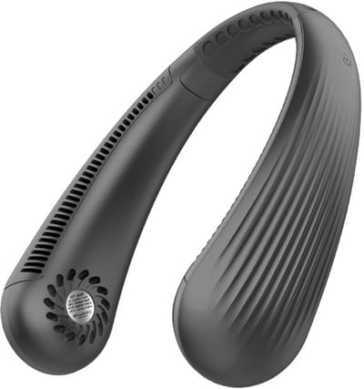 Draagbare Draadloze Halsventilator, USB 3000mAh, Bladloos & Stil, 3 Snelheden, Oplaadbaar Voor Kantoor, Thuis & Reizen, Zwart