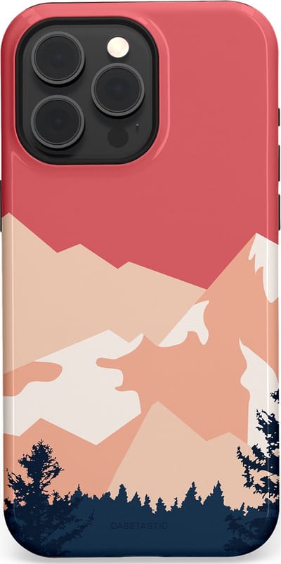 Casetastic hoesje geschikt voor Apple iPhone 15 Pro Max - MagSafe - Dubbellaagse bescherming - Bergen bij stille toppen - Fashion Case - Koraal Donkergrijs Zand Perzik