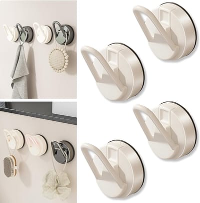 Zorg voor een opgeruimde badkamer en keuken met deze stevige zuignap haken - 4 stuks, perfect voor handdoeken, badjassen en loofah's.