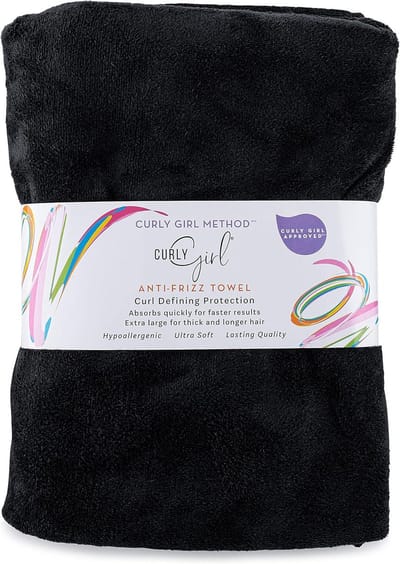 Grote Microvezel Haarhanddoek voor Krullen - Anti-Kroes & Ultra Absorberend (Zwart)