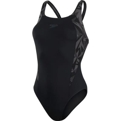 Speedo - Maat 36 - HyperBoom Splice Muscleback Zwart/Grijs Dames Sportbadpak