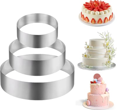 La'Moussawi ® Taartringset van Drie Stuks voor Perfecte Cakecreaties in Verschillende Maten