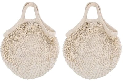 Dailygoods- Boodschappentas Herbruikbaar - Katoenen Netzakken - 2 Stuks - 35x40cm - Milieuvriendelijk - Perfect voor Opslag - Netzak