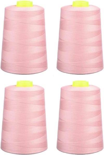 Universeel Naaigaren - Overlock Garen - Kleding Maken - Sterk Polyester Materiaal - 4x 5000m - Baby Roze