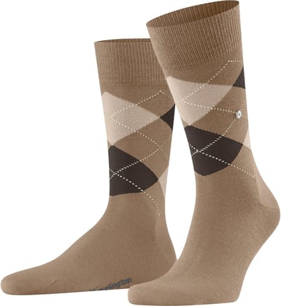 Burlington Edinburgh gedessineerd wol sokken heren bruin - maat 40-46