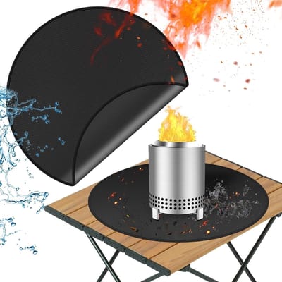 Ronde vuurvaste basis - 50 cm vuurvaste mat - voor tafelhaard - siliconen gecoate brandwerende mat - hittebestendige grillmat - voor tafelhaard - rookloze vuurschaal - kleine BBQ-grill